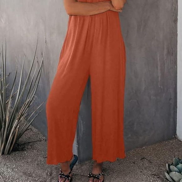 Boho Sleeveless Long Pant Romper Jumpsuit with Pockets - Picture 6 of 11